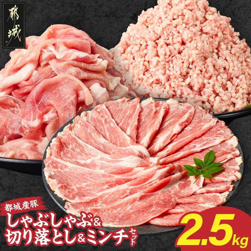 都城産豚しゃぶしゃぶ&切り落とし&ミンチセット2.5kg〔25-020-2500g〕_(都城市)
