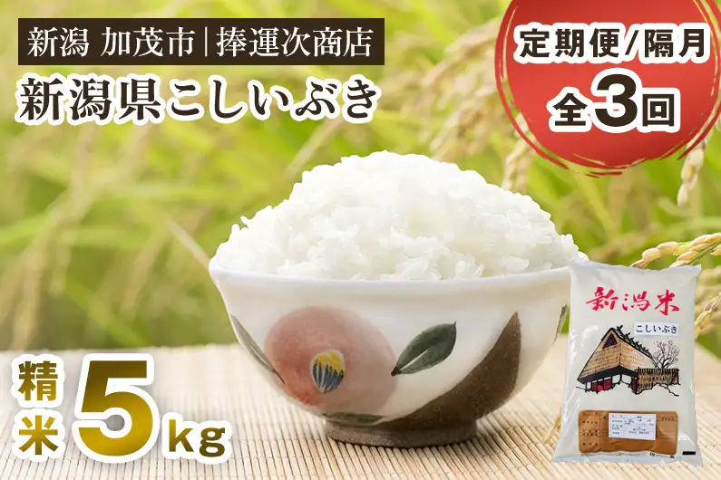 【令和8年産新米】【定期便3ヶ月隔月お届け】新潟県産こしいぶき 精米 5kg（5kg×1袋）《10月上旬～順次出荷》