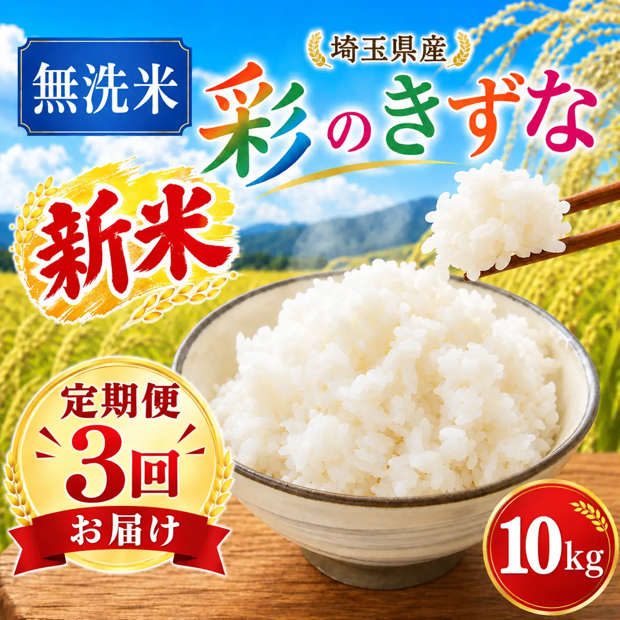 【3回定期便】 無洗米 彩のきずな 10kg 無洗米 