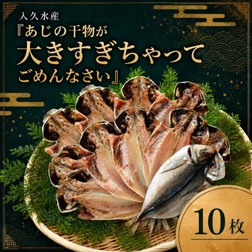 入久水産の「あじの干物が大きすぎちゃってごめんなさい　10枚」