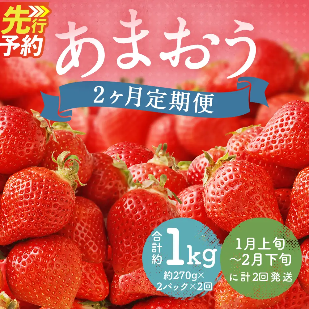 【 2ヶ月定期便 】 福岡県産 あまおう 約540g （ 約270g × 2P ） いちご イチゴ 苺 果物 くだもの フルーツ 果実 果肉 国産 定期 定期配送 冷蔵 【 2027年1月上旬～2月下旬まで順次発送予定 】