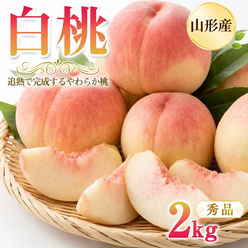 山形県 白桃2kg (5～9玉) 秀品 [追熟で完成するやわらか桃] 産地直送【令和9年産先行予約】FS26-001