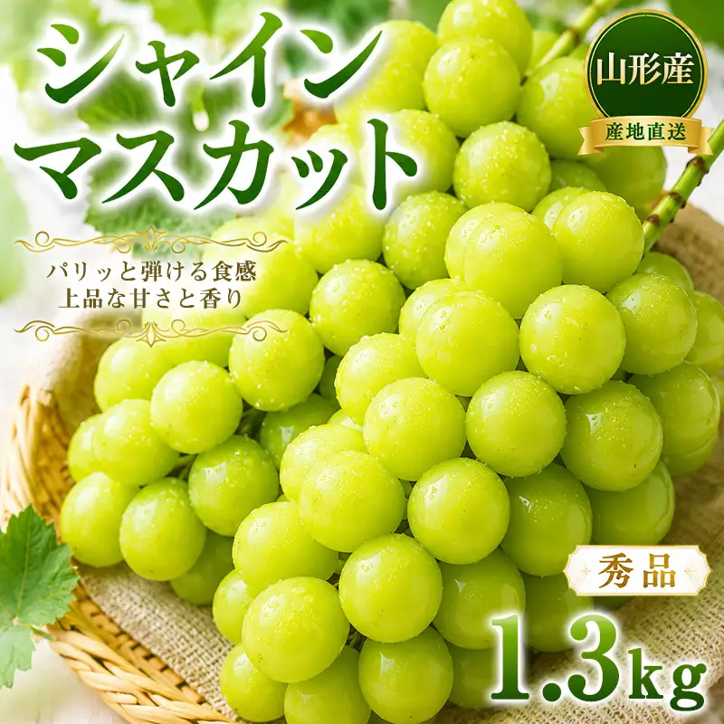 山形産 シャインマスカット 1.3kg (2～3房) 秀品 産地直送 【令和9年産先行予約】FS26-002