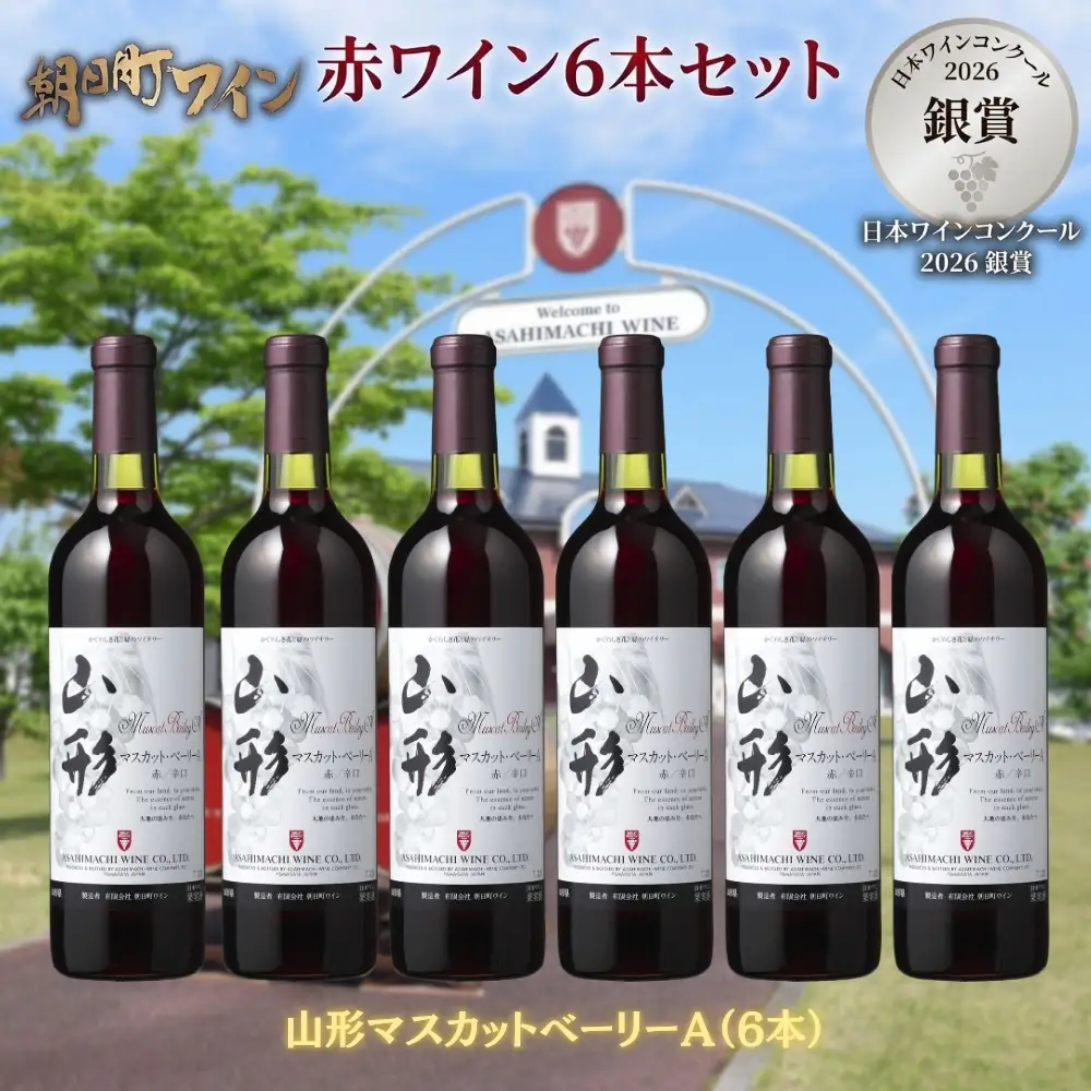 日本ワインコンクール入賞 ワイン 赤 6本 セット 朝日町ワイン 銀賞 山形マスカットベーリーA 赤 720ml 山形 山形県 朝日町 お酒 送料無料