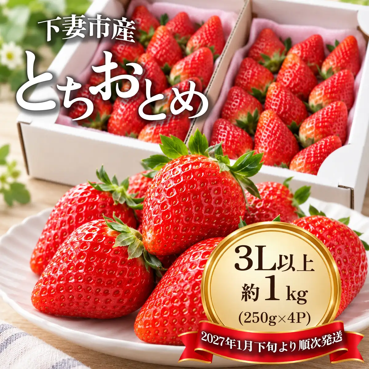 いちご とちおとめ 3L以上 約1kg いちご 下妻市産 本州のみ配送