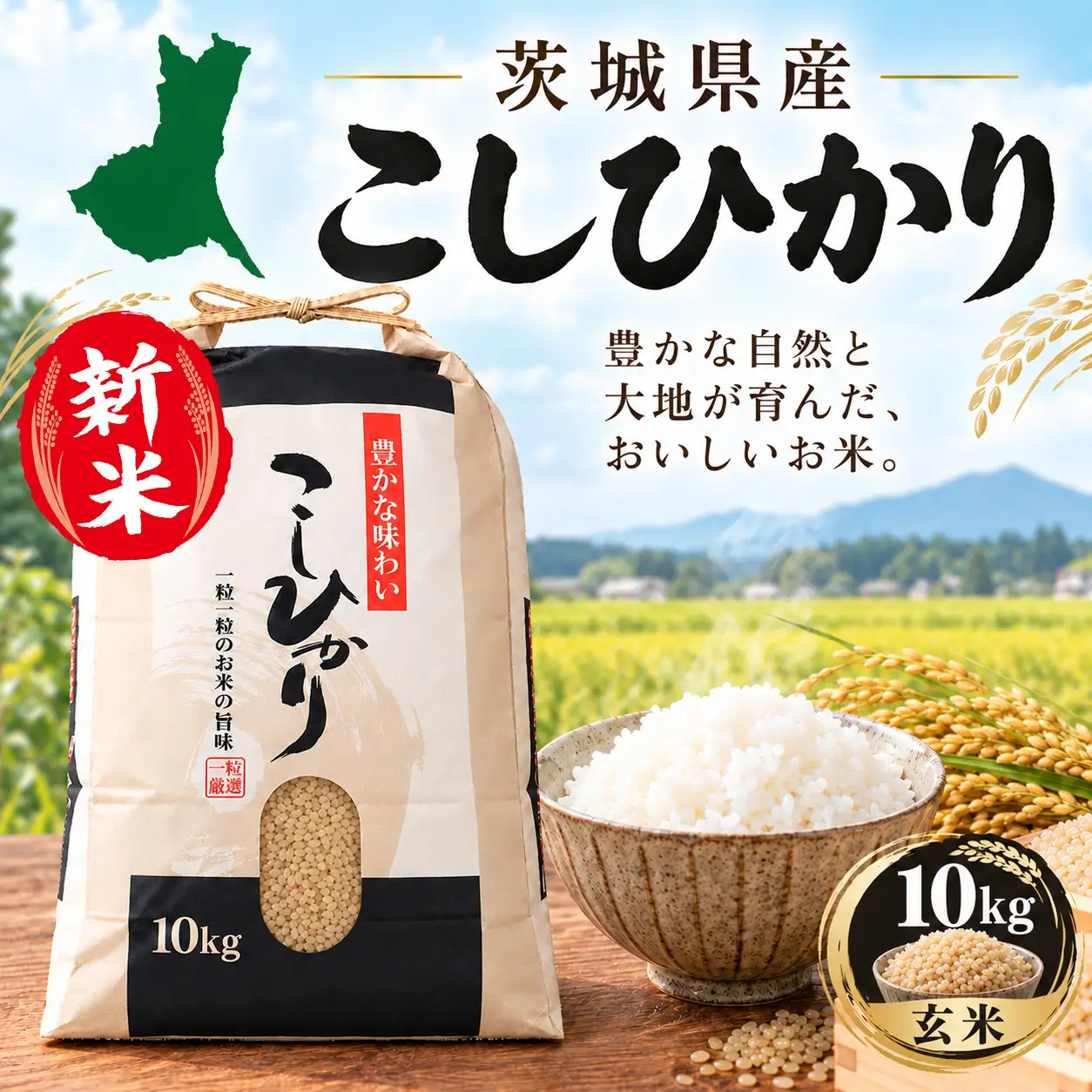 令和8年産 新米 茨城県産 コシヒカリ 10kg 玄米 単一原料米