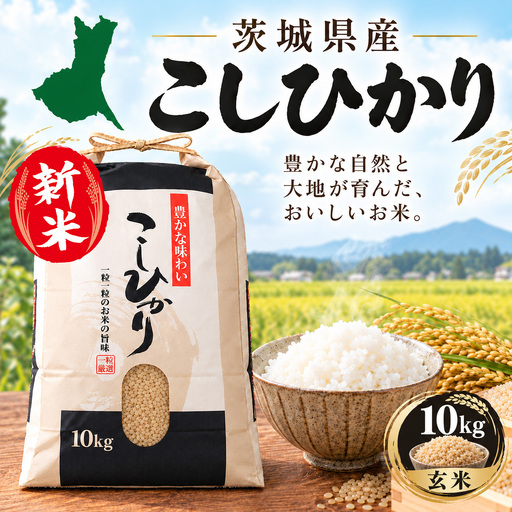令和8年産 新米 茨城県産 コシヒカリ 10kg 玄米 単一原料米｜茨城県