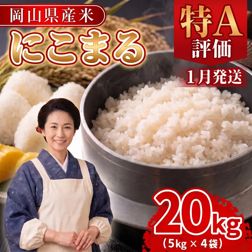 【期間限定寄附額】最高評価「特A」令和8年産 岡山県産米「 にこまる 」 20kg ＜1月発送＞
