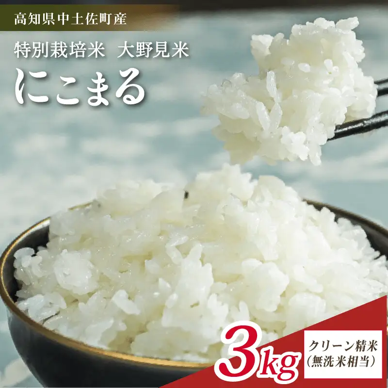【令和8年産】【新米】 にこまる 3kg 無洗米 相当 大野見米