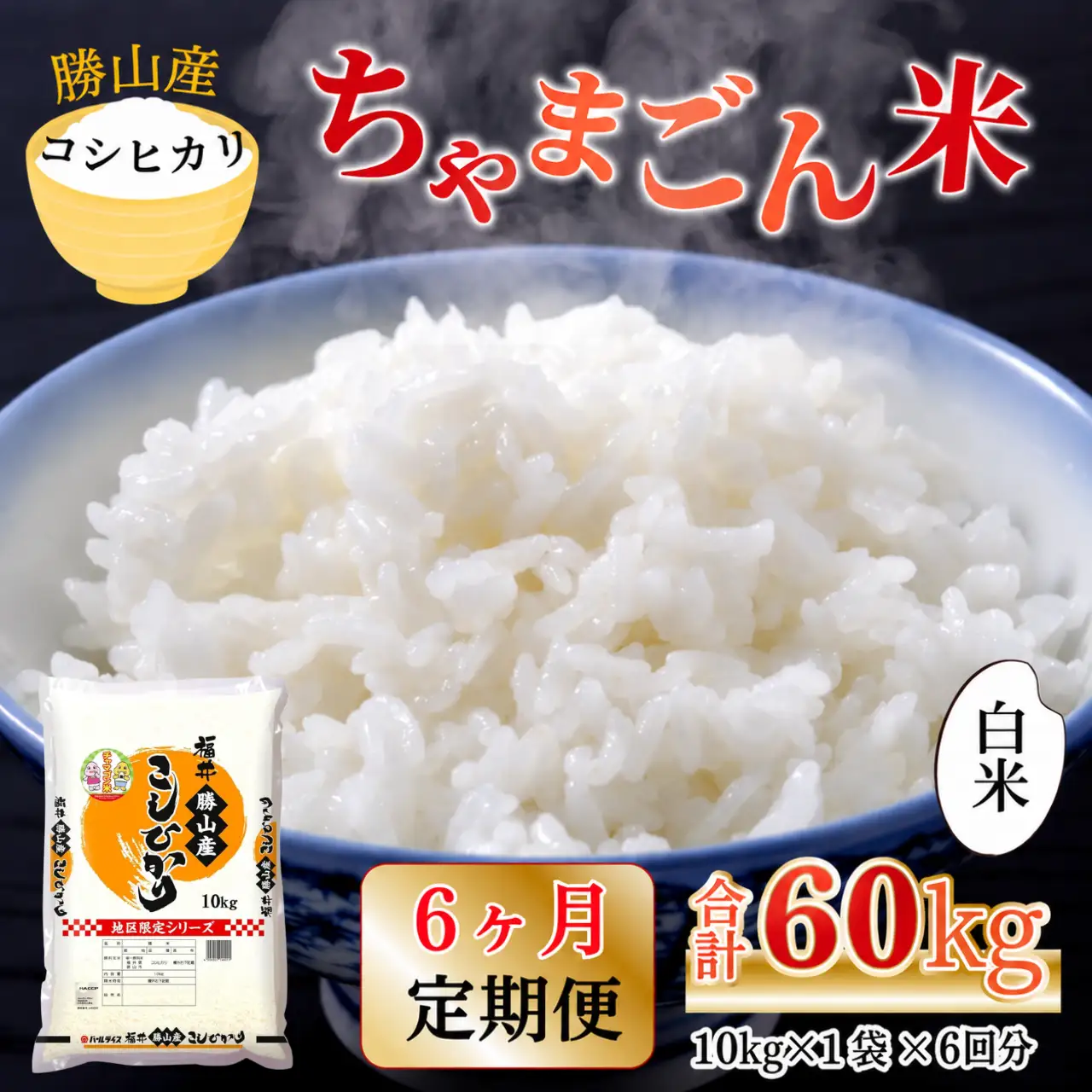 コシヒカリ 定期便 ちゃまごん米 10kg×6回 コシヒカリ