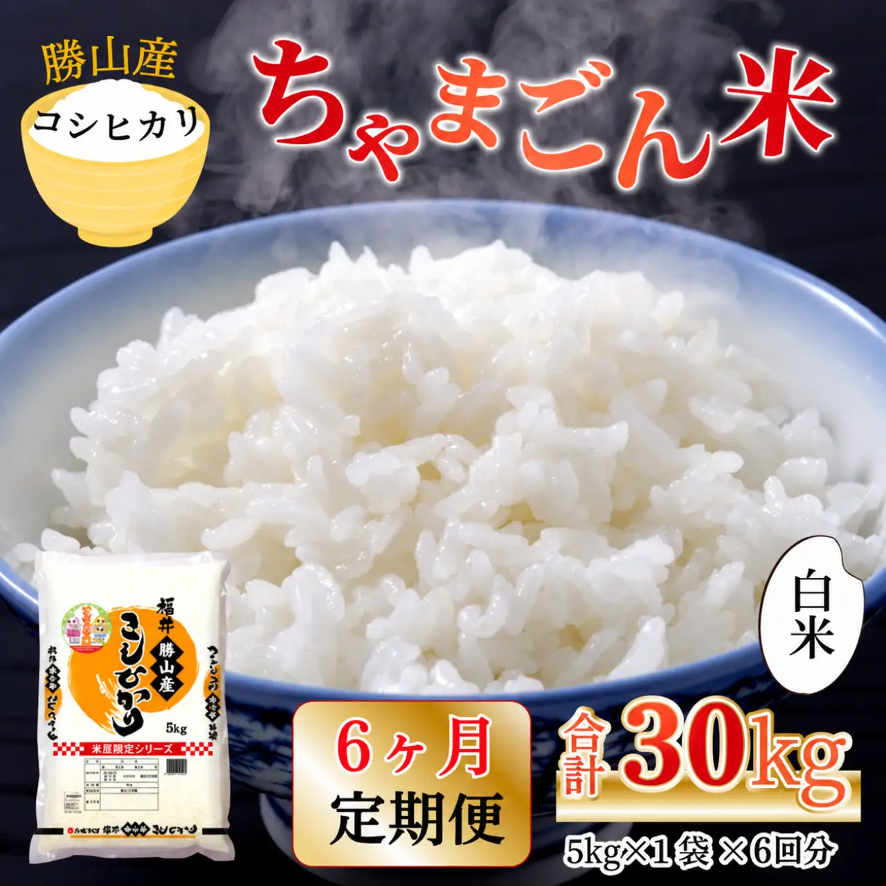コシヒカリ 定期便 ちゃまごん米 5kg×6回 コシヒカリ