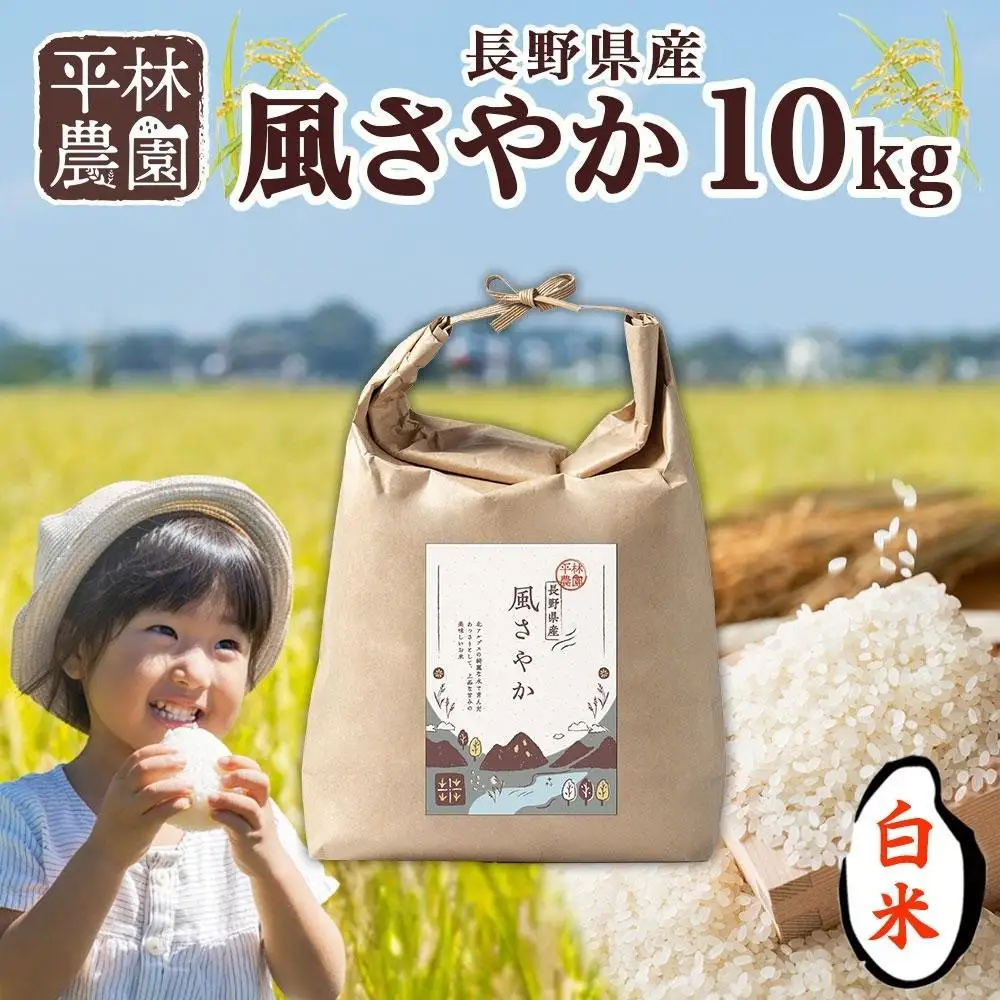 【2026年10月発送】令和8年産 風さやか 白米 10kg×1袋 長野県産 米 精米 お米 ごはん ライス 甘み 農家直送 産直 信州 人気 ギフト お取り寄せ 平林農園 送料無料 長野県 大町市