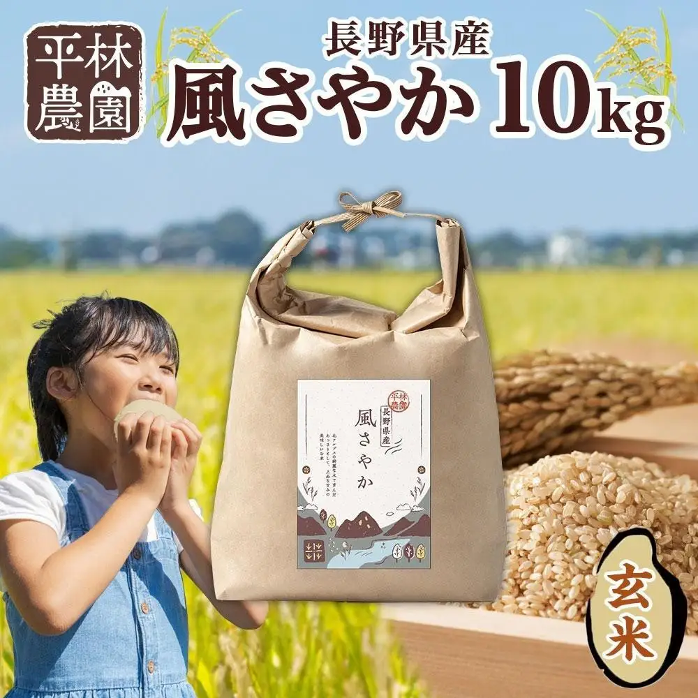 【2026年10月発送】令和8年産 風さやか 玄米 10kg×1袋 長野県産 米 お米 ごはん ライス 低GI 甘み 農家直送 産直 信州 人気 ギフト お取り寄せ 平林農園 送料無料 長野県 大町市