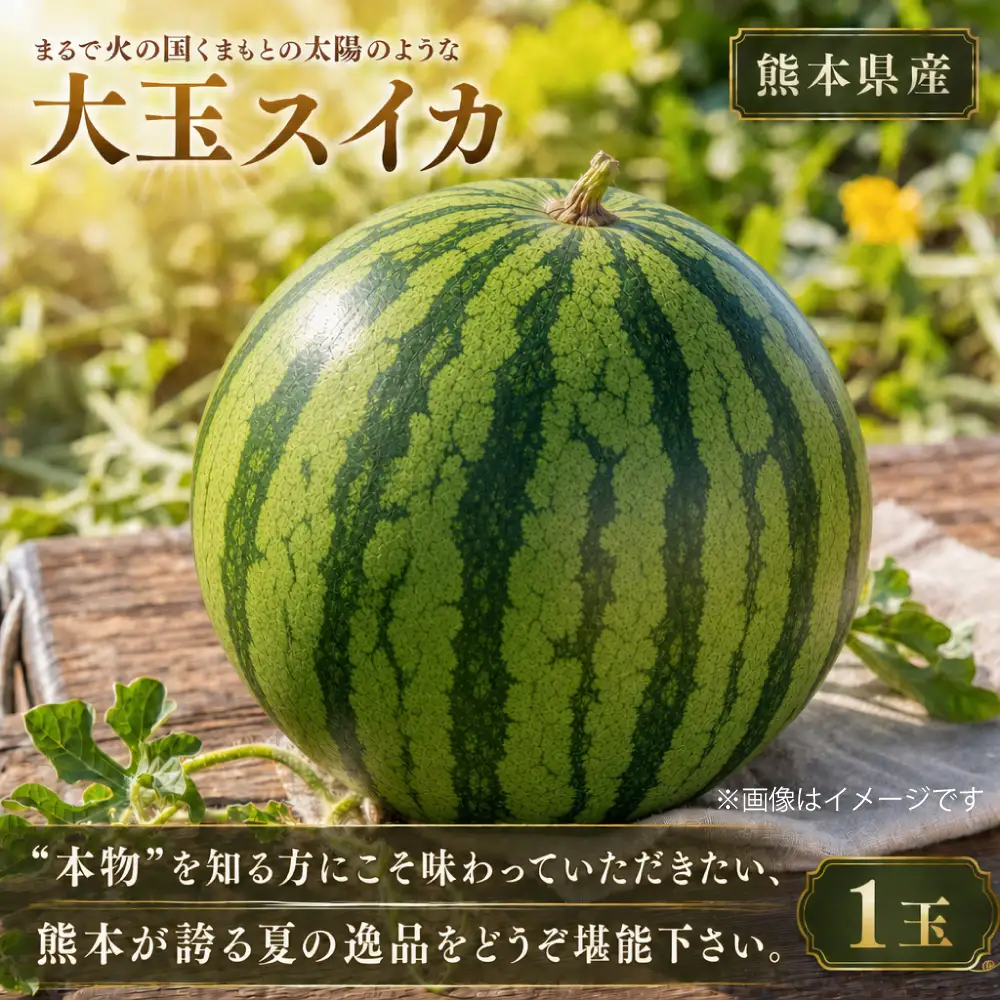 『 まるで火の国くまもとの太陽のような大玉スイカ 』 1玉 ( 熊本県産 ) 果物 フルーツ 果実 果汁 果肉 国産 季節の果物 旬の果物 【 2027年4月下旬～6月下旬迄発送予定 】