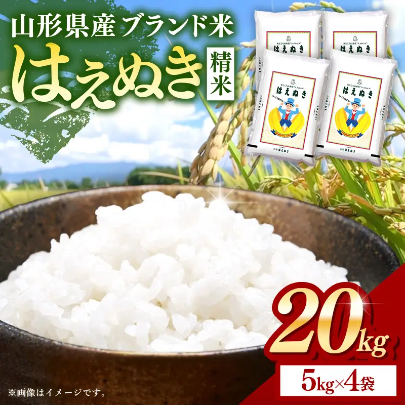 令和８年産 はえぬき 白米 20kg (5kg×4袋) - 山形県 飯豊町産 米 精米 品種 銘柄 ブランド米 ご飯 ごはん おすすめ 送料無料