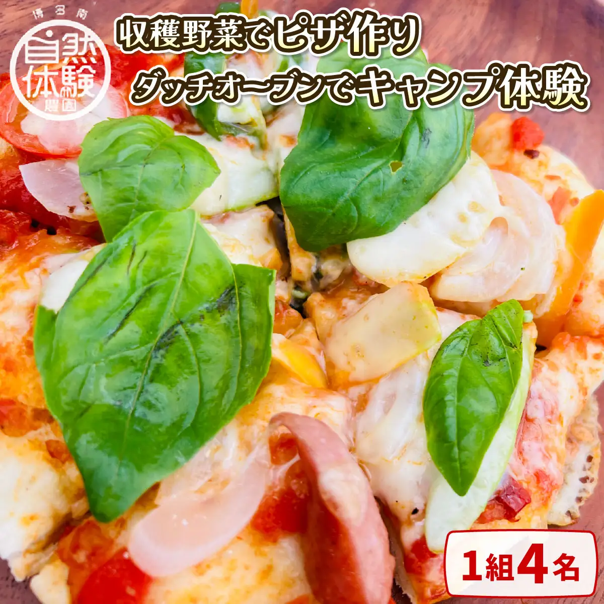 【収穫野菜でピザ作り】ダッチオーブンでキャンプ体験（1組4名）
