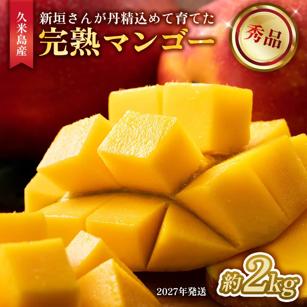 【2027年発送】新垣さんが丹精込めて育てた久米島産完熟マンゴー 秀品 約2kg