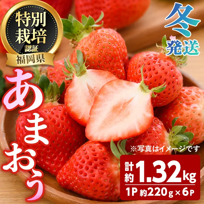 ＜先行予約受付中！2026年12月～2027年2月発送予定＞ うるう農園の あまおう 2Lサイズ (計約1.32kg・約220g×6P) 苺 いちご イチゴ 果物 フルーツ 国産 福岡県 ヨーグルト ジャム スムージー 冷蔵 冬発送 特別栽培 ＜離島配送不可＞【ksg1961】【うるう農園】