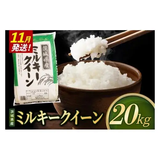 米 ミルキークイーン 精米 20kg 令和8年産 茨城県産 お米 こめ コメ ごはん 白米 みるきーくいーん 茨城県産米 単一米 単一原料米 送料無料 国産 数量限定（85-R8i289_11）
