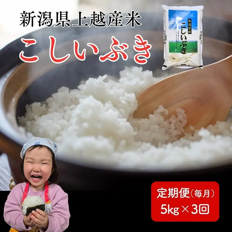 令和8年産 先行予約 新潟県 上越市産米 こしいぶき 定期便 5kg×3回 計15kg 3か月 新米 精米 米ヴィレッジさんわ 上越市三和区