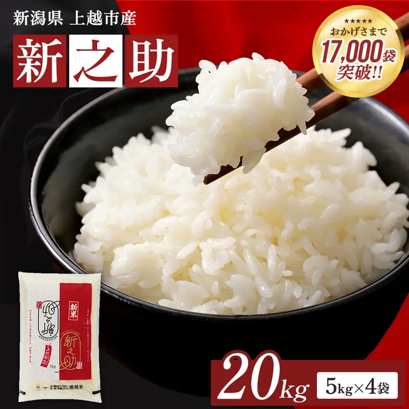 【1月上旬配送】令和8年産 新之助 無洗米 上越産 20kg 精米 新之助