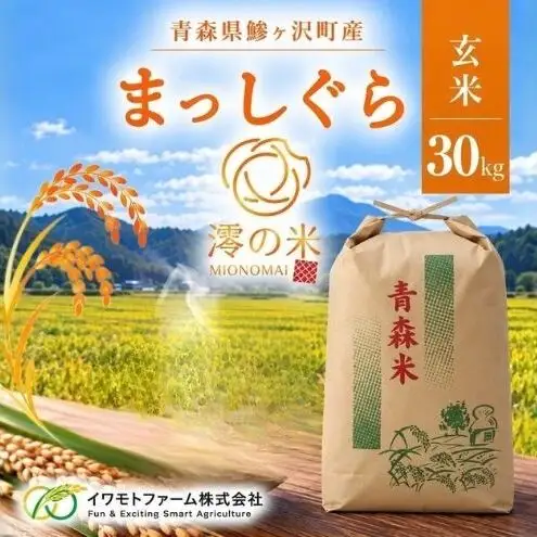 お米 30Kg まっしぐら 農家直送 令和7年産 玄米 米 30kg 玄米 まっしぐら イワモトファーム 青森県産 令和8年産 新米