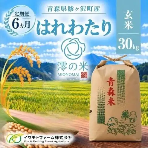 6回定期便】米 30kg 玄米 はれわたり イワモトファーム 青森県産 令和8