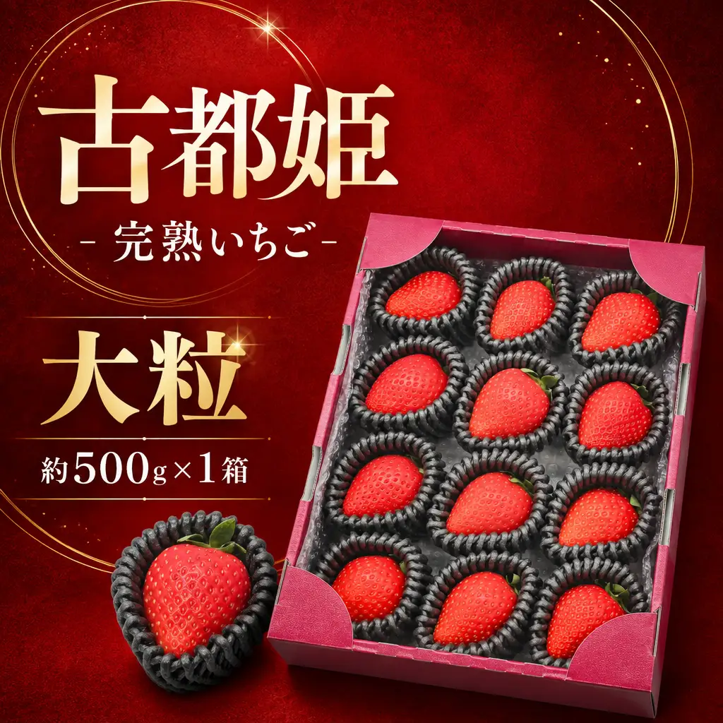 いちご 古都姫 大粒 フルーツキャップ 約500g【inn07】