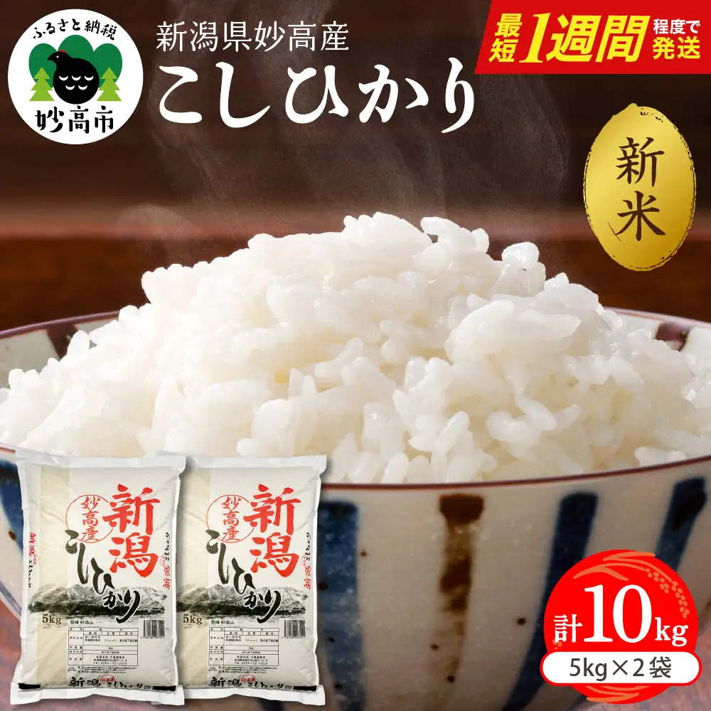 【最短1週間程度発送】令和8年産 新潟県妙高産こしひかり10kg