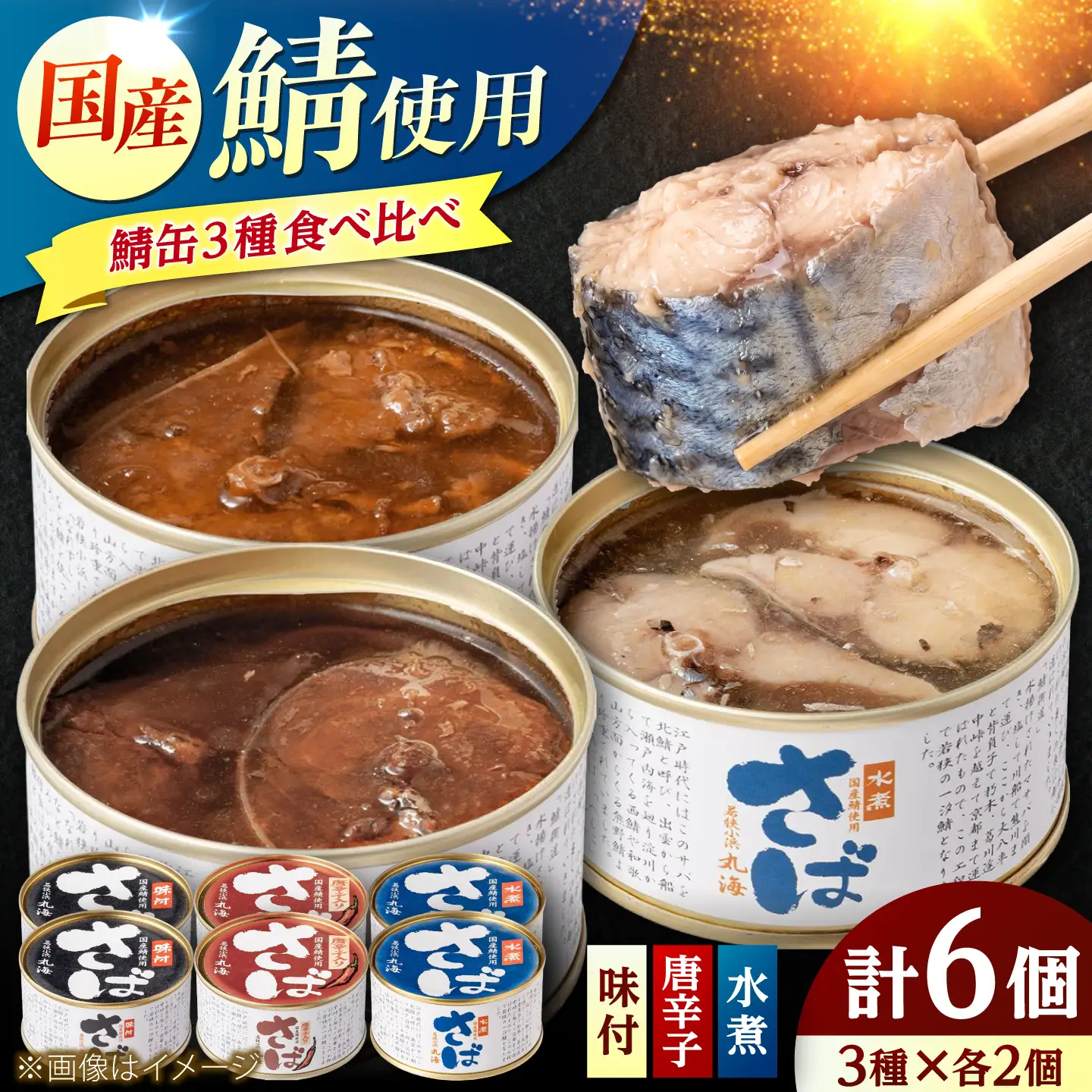 【新商品】国産鯖缶食べ比べセット(3種×2) さば缶 サバ缶 鯖 サバ さば  小浜市/小浜海産物 [BFAA172]