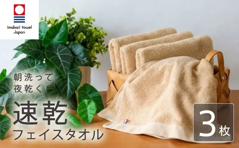 【今治タオル】フェイスタオル 速乾 3枚 キャメル