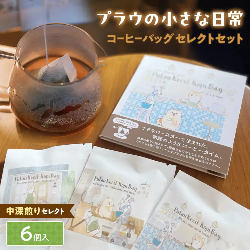 中深煎りセレクト【プラウの小さな日常】6個入コーヒーバッグセレクトセット コーヒー 珈琲 コーヒーバッグ ギフト おすすめ 須賀川 福島  F7X-0902