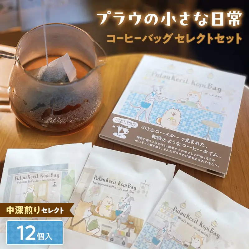 中深煎りセレクト【プラウの小さな日常】12個入コーヒーバッグセレクトセット コーヒー 珈琲 コーヒーバッグ ギフト おすすめ 須賀川 福島  F7X-0903