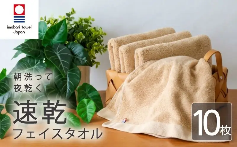 【今治タオル】フェイスタオル 速乾 10枚 キャメル