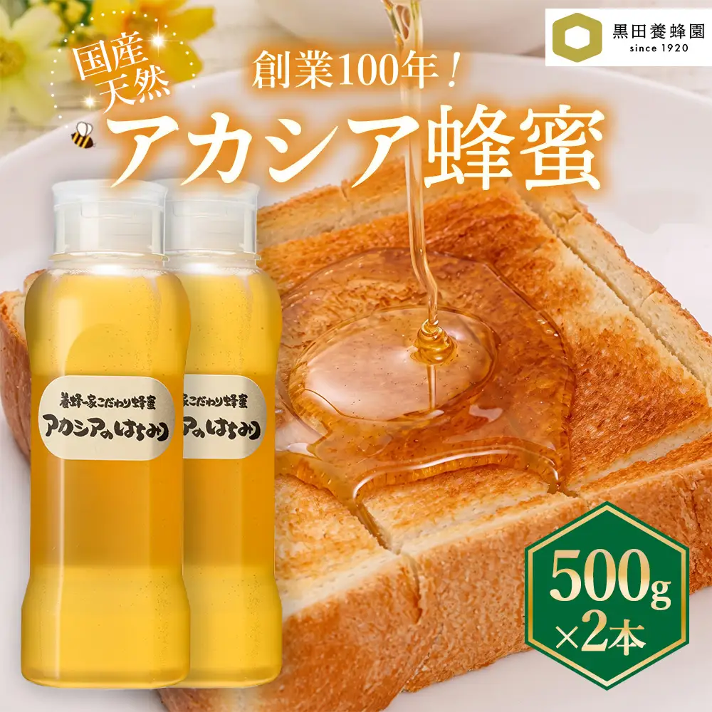 〈創業100年〉 蜂蜜 国産 アカシア 500g×2 | はちみつ ハニー