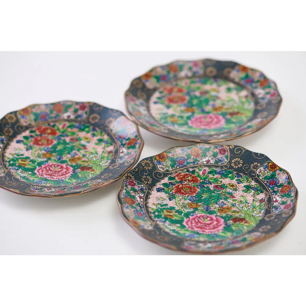 九谷焼 錦絵 4号小皿 3枚セット 伊野正峰