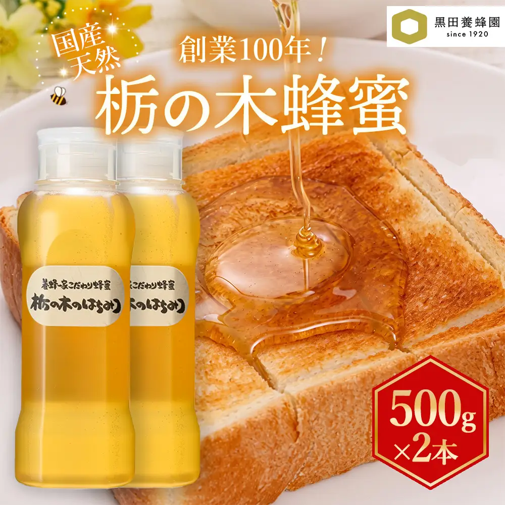 〈創業100年〉 蜂蜜 国産 栃の木 500g×2 | はちみつ ハニー とち蜜 トチノキ