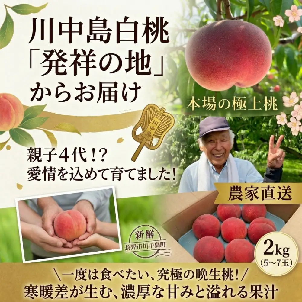 【2027年8月中旬〜発送　先行予約】川中島産 川中島白桃 2kg