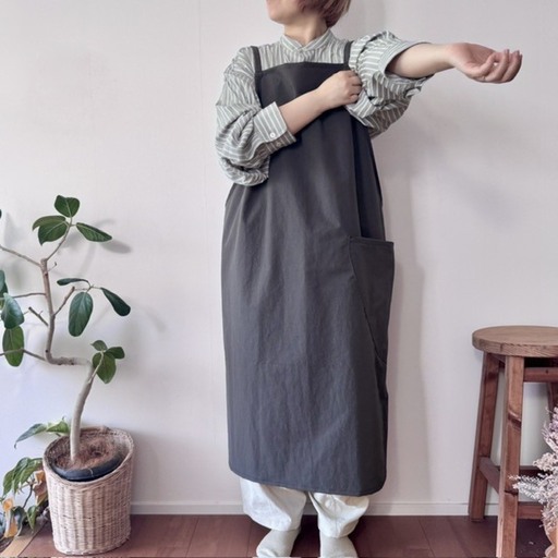 撥水ヴィンテージナイロン』おとなのロングエプロン エプロン 大人用