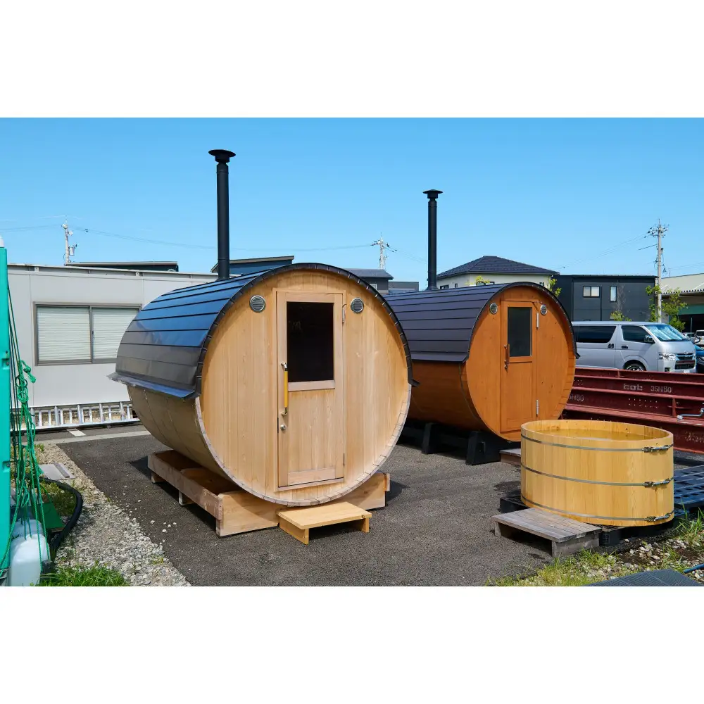 【石川県能美市】屋外用ペレットストーブ式バレルサウナ４名用
