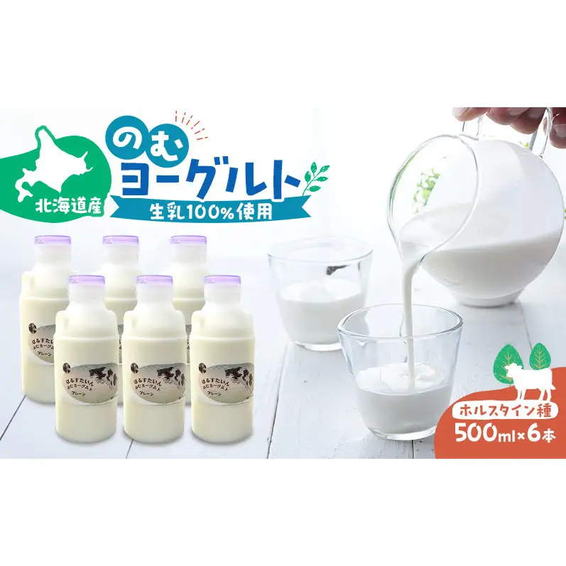 のむヨーグルト 生乳100%使用 500ml×6本 北海道産 ホルスタイン種 [i・ふぁーむ] 【 飲むヨーグルト 牧場直送 幕別 プレーン 濃厚 牛 朝食 】