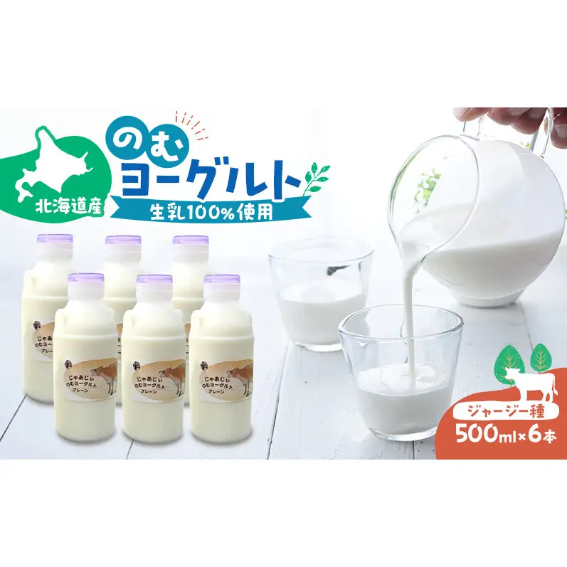 のむヨーグルト 生乳100%使用 500ml×6本 北海道産 ジャージー種 [i・ふぁーむ] 【 飲むヨーグルト 牧場直送 幕別 プレーン 濃厚 牛 朝食 】