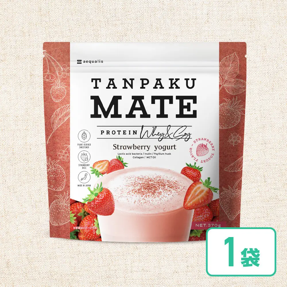 プロテイン タンパクメイト ストロベリーヨーグルト味 1袋 TAMPAKU MATE ホエイ&ソイのWプロテイン 置き換えダイエット コラーゲン 1食あたり1000mg配合