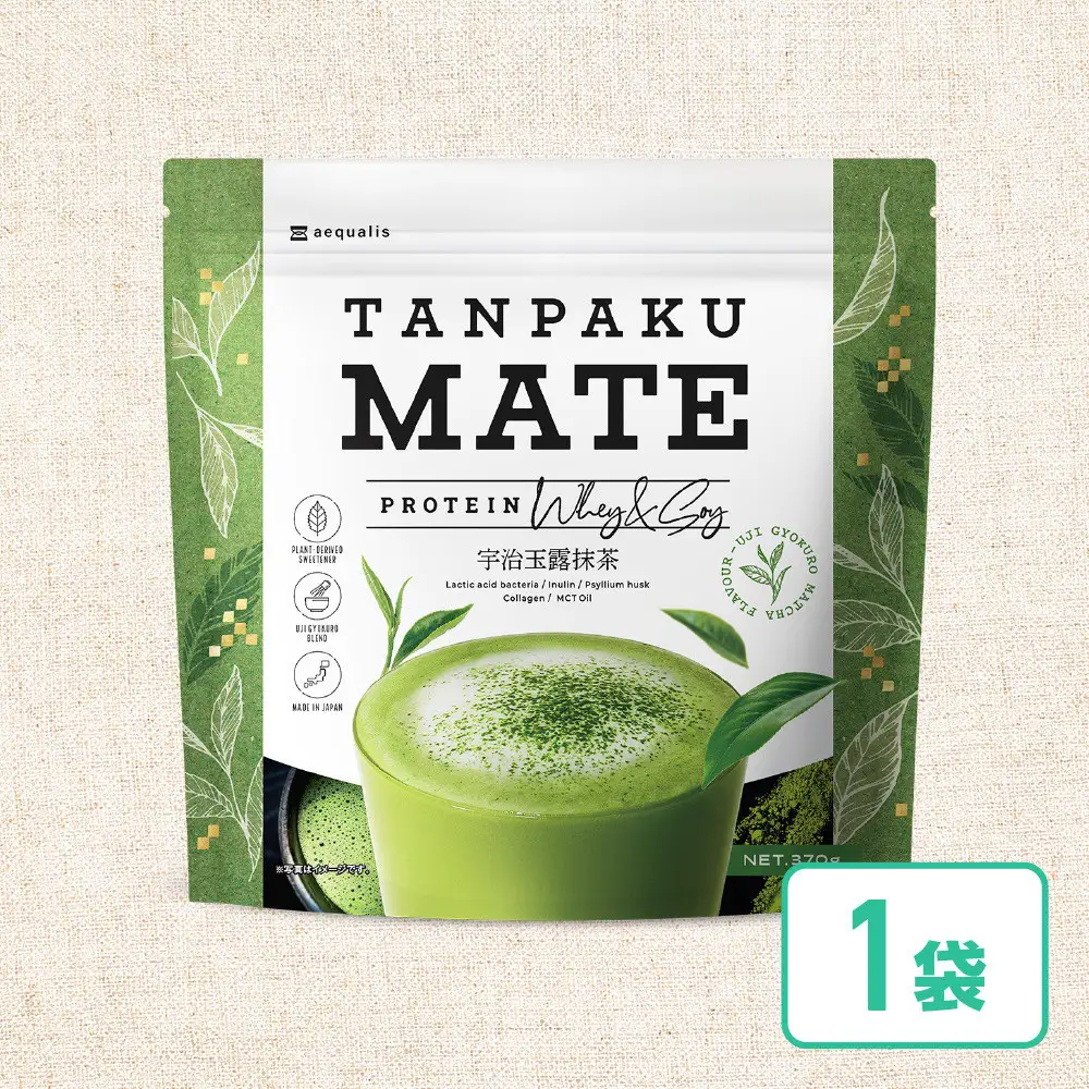 プロテイン タンパクメイト 宇治玉露抹茶味 1袋 TAMPAKU MATE ホエイ&ソイのWプロテイン 置き換えダイエット コラーゲン 1食あたり1000mg配合