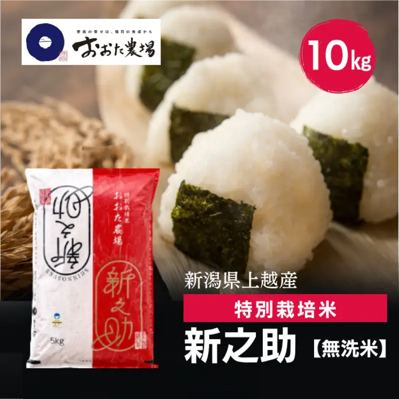 令和8年産 新潟県上越産 特別栽培米 新之助 10kg 10キロ（5kg×2） 【無洗米】 しんのすけ 新米 おおた農場 上越市