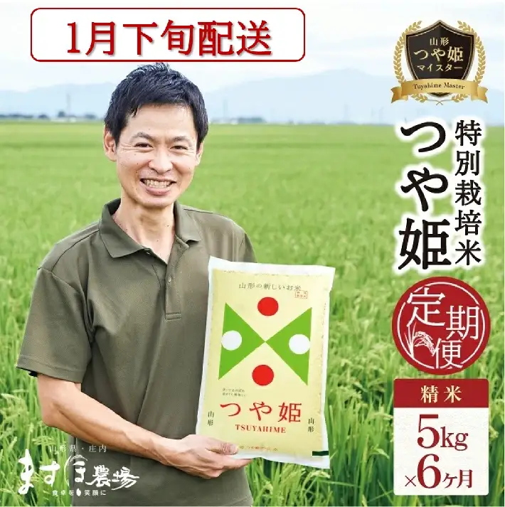SG0213　1月下旬発送開始／【6回定期便】令和8年産【精米】つや姫マイスターが作った 特別栽培米『つや姫』5kg×6回(計30kg)［減農薬・減化学肥料］ MA