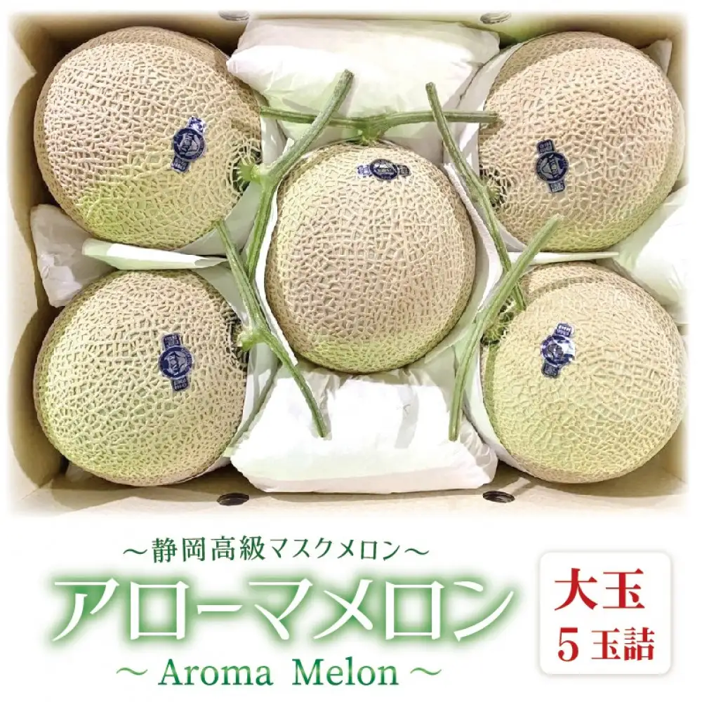 【通年出荷】アローマメロン 白等級(大玉) 5玉入