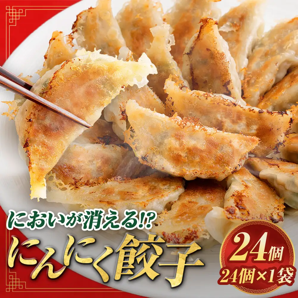 においが消える！？にんにく餃子 24個✕1袋  海藻抽出物 消臭技術 餃子 ギョーザ にんにく ニンニク 金子式201 冷凍 冷凍食品 おつまみ 夕食 家庭料理 お惣菜