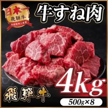 【訳あり】飛騨牛 牛すね肉 角切り 約4kg(約500g×8)【配送不可地域：離島】【1786476】