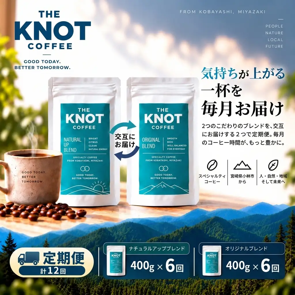 コーヒー 【定期便12回】霧島連山自家焙煎珈琲豆 （粉）400g×12回